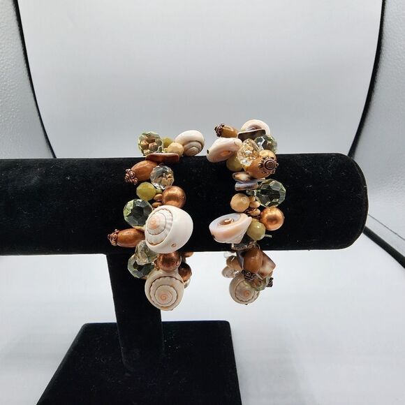 Set of 2 beaded seashell bracelets - Picture 2 of 3